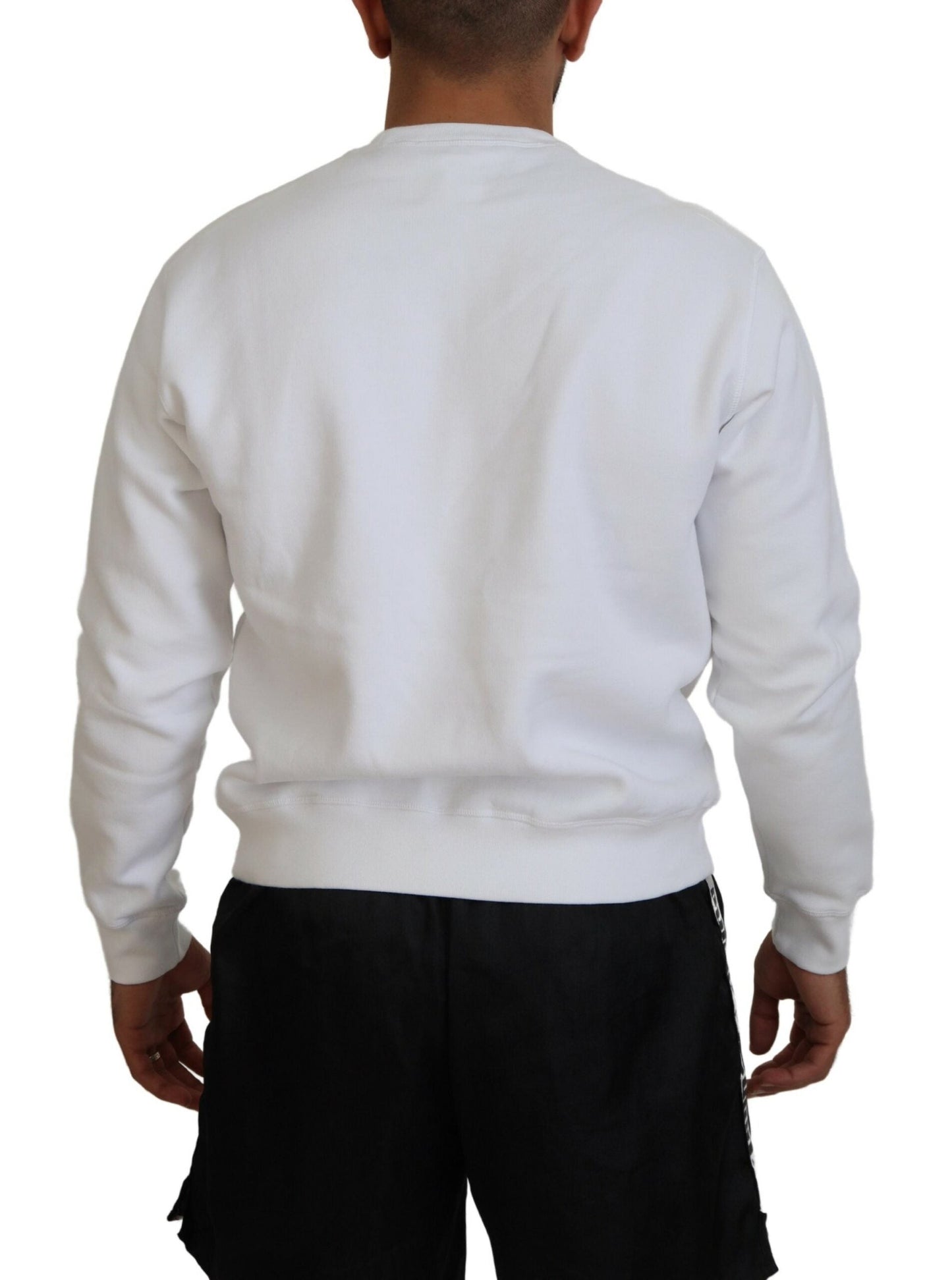 Dsquared�� White Printed Long Sleeves Pullover Men's Sweater (Pre-Owned)