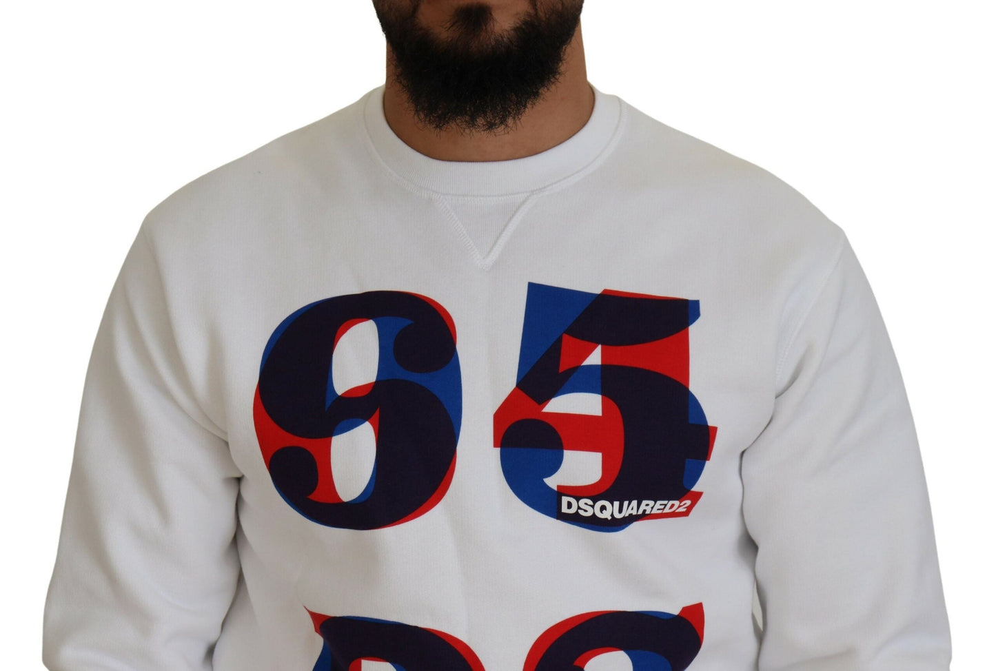 Dsquared�� White Printed Long Sleeves Pullover Men's Sweater (Pre-Owned)