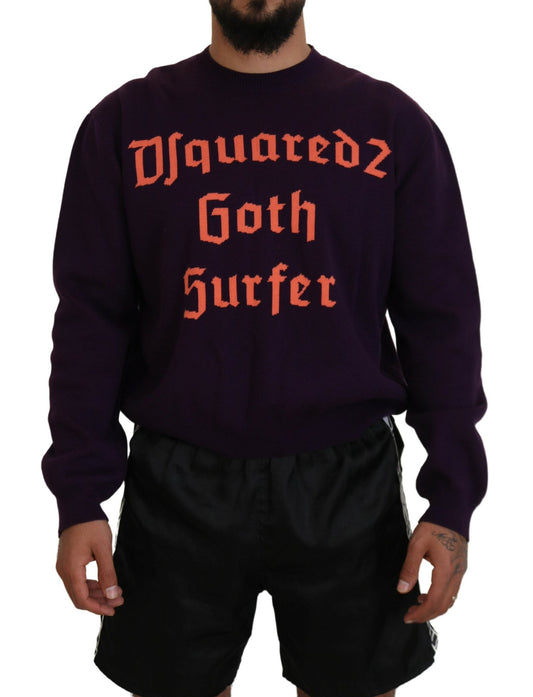 Dsquared�� Purple Cotton Printed Men Pullover Men's Sweater (Pre-Owned)