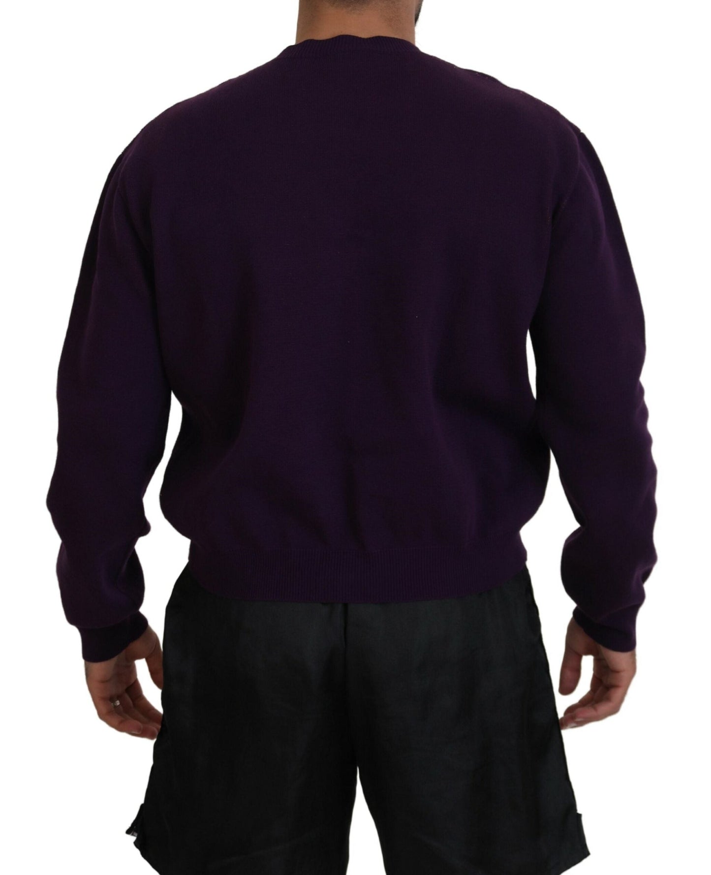 Dsquared�� Purple Cotton Printed Men Pullover Men's Sweater (Pre-Owned)