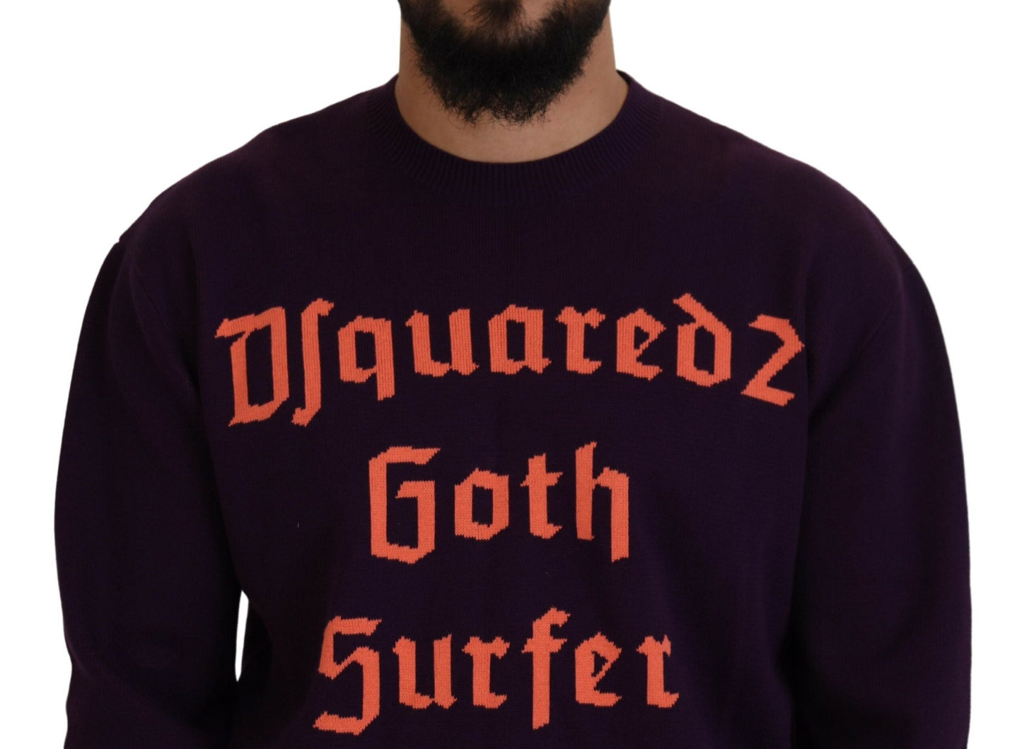 Dsquared�� Purple Cotton Printed Men Pullover Men's Sweater (Pre-Owned)