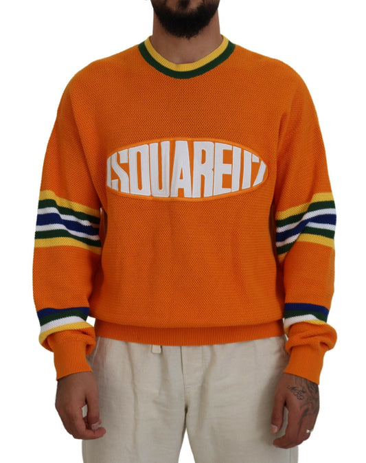 Dsquared�� Orange Printed Long Sleeves Men Pullover Men's Sweater (Pre-Owned)