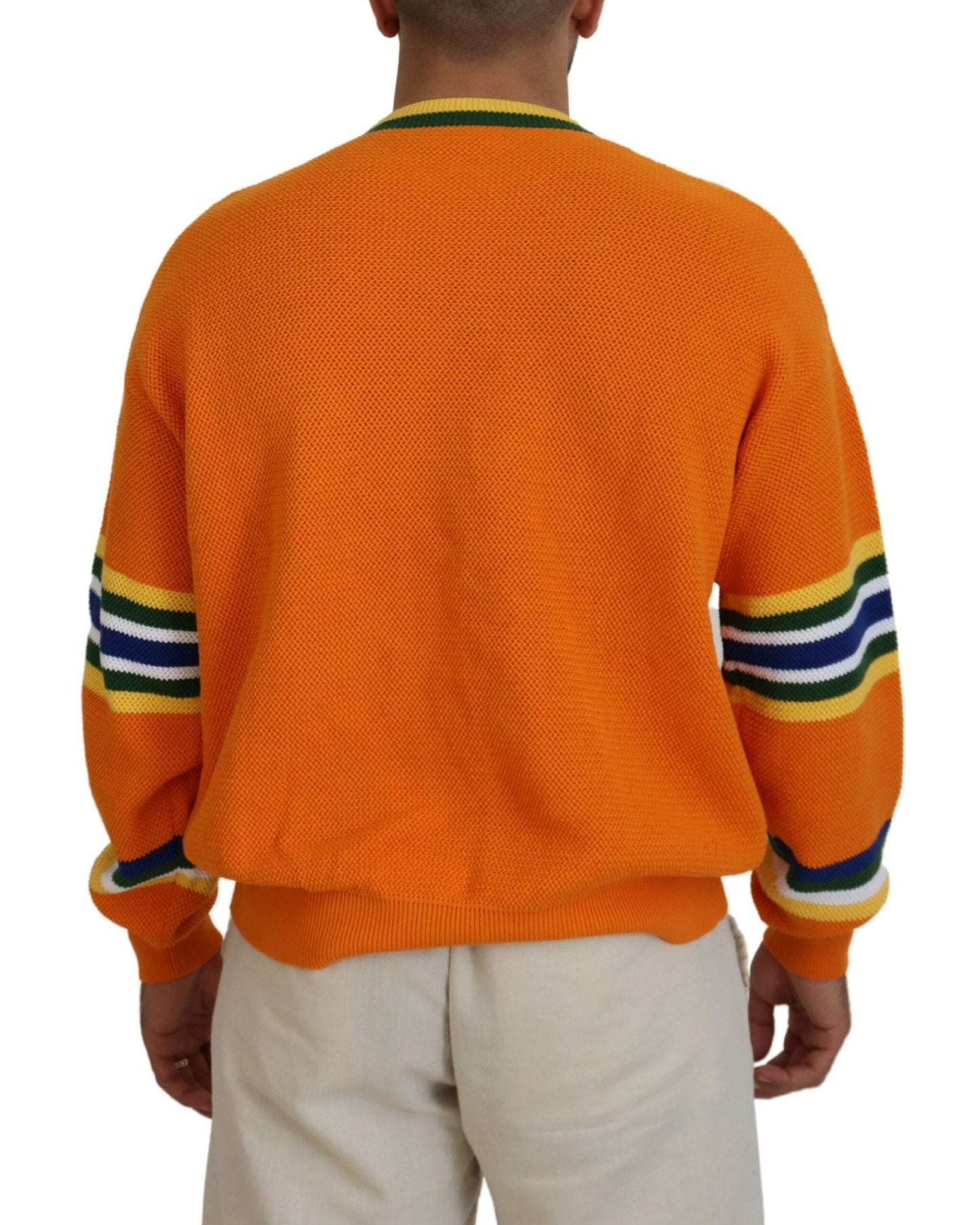 Dsquared�� Orange Printed Long Sleeves Men Pullover Men's Sweater (Pre-Owned)