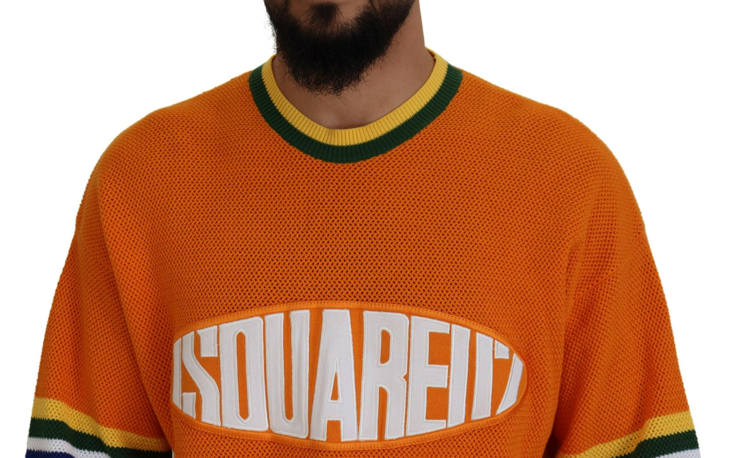 Dsquared�� Orange Printed Long Sleeves Men Pullover Men's Sweater (Pre-Owned)