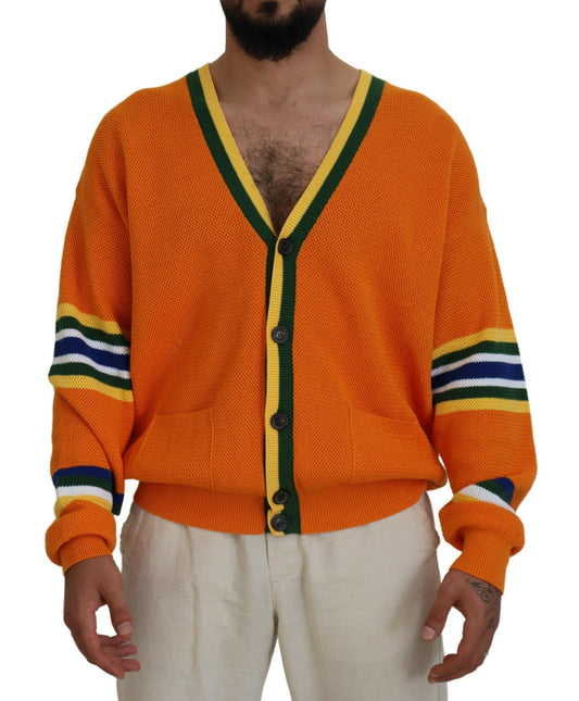 Dsquared�� Orange Cotton Long Sleeves Men Cardigan Men's Sweater (Pre-Owned)