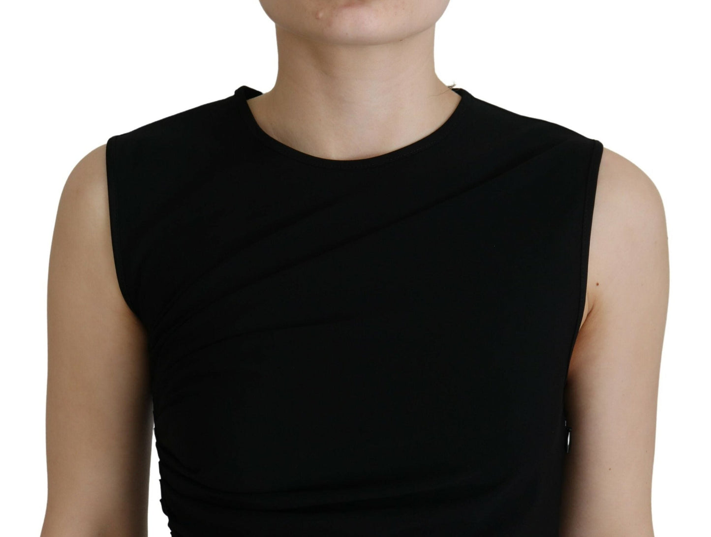 Dsquared�� Black Viscose Sleeveless Ruched Maxi Women's Dress (Pre-Owned)