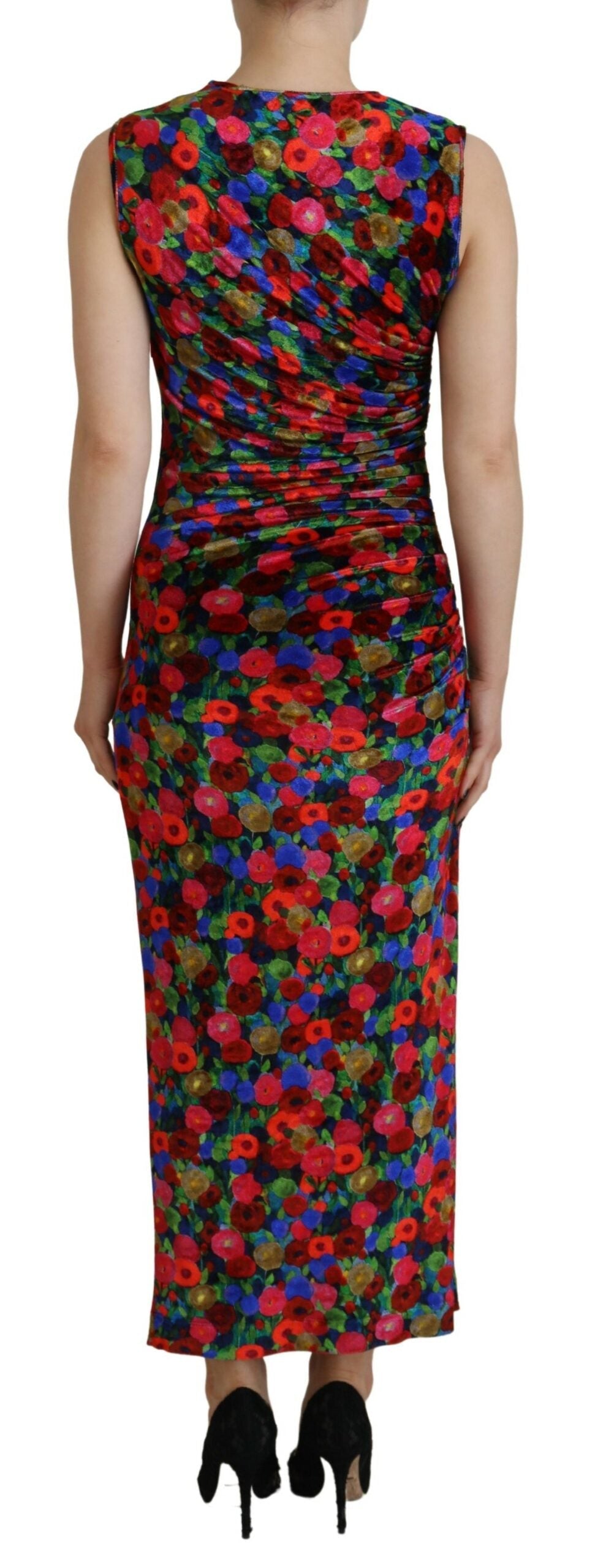 Dsquared�� Multicolor Floral Bodycon Ruched Maxi Women's Dress (Pre-Owned)