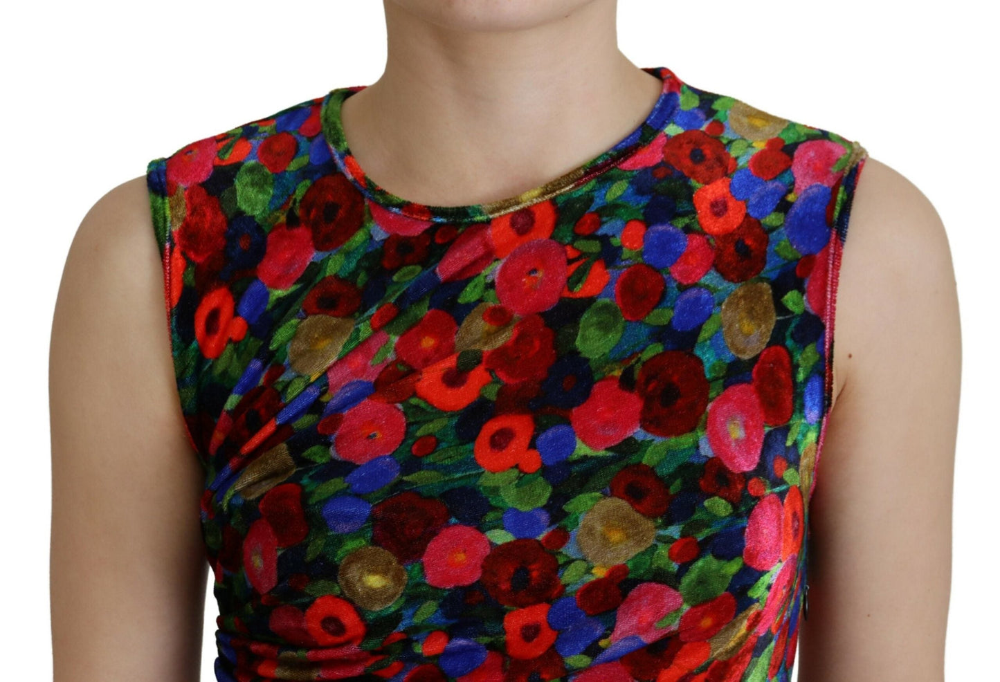 Dsquared�� Multicolor Floral Bodycon Ruched Maxi Women's Dress (Pre-Owned)