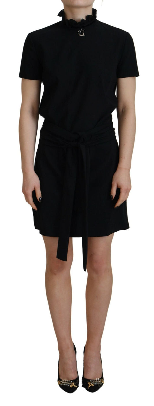 Dsquared�� Black Polyester Short Sleeves Sheath Mini Women's Dress (Pre-Owned)