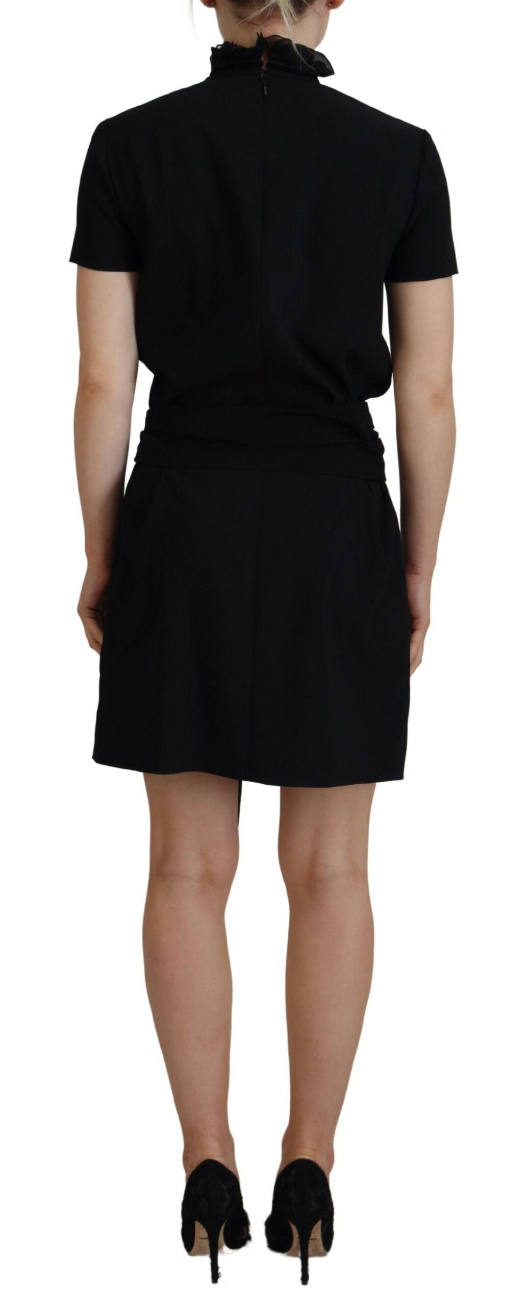Dsquared�� Black Polyester Short Sleeves Sheath Mini Women's Dress (Pre-Owned)