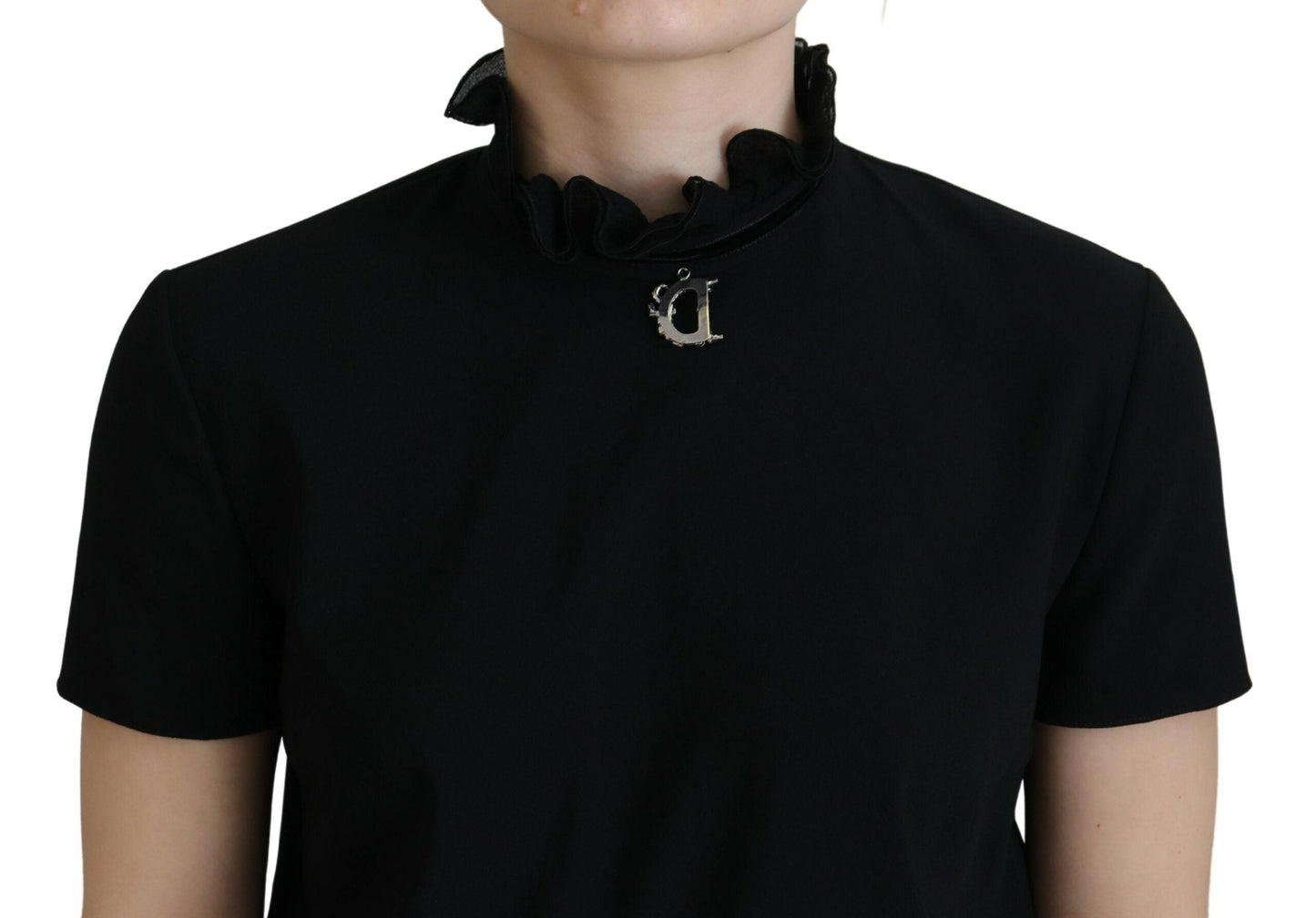 Dsquared�� Black Polyester Short Sleeves Sheath Mini Women's Dress (Pre-Owned)