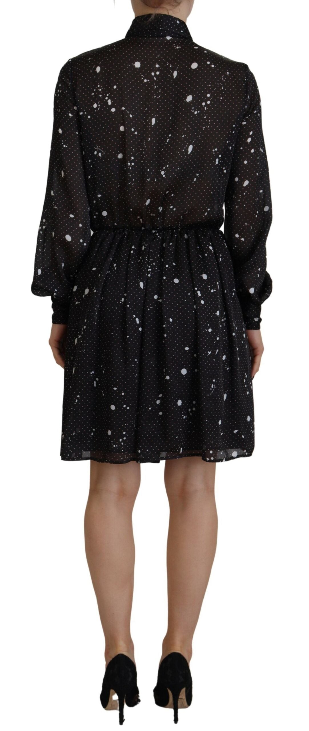 Dsquared�� Black Polka Dot Long Sleeves Button Down Women's Dress (Pre-Owned)