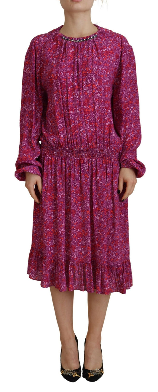 Dsquared�� Fuchsia Stars Embellished Long Sleeves Women's Dress (Pre-Owned)