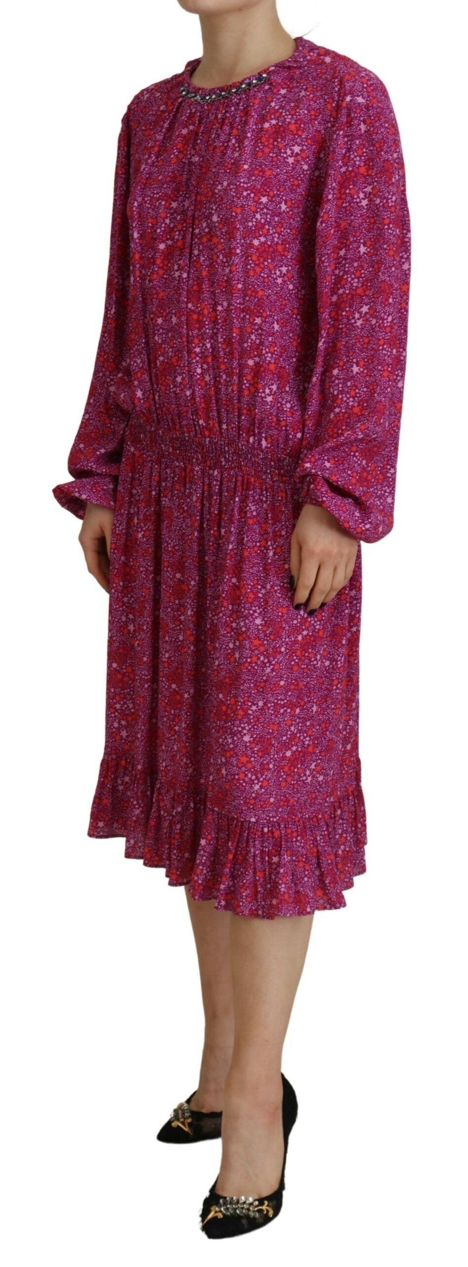 Dsquared�� Fuchsia Stars Embellished Long Sleeves Women's Dress (Pre-Owned)