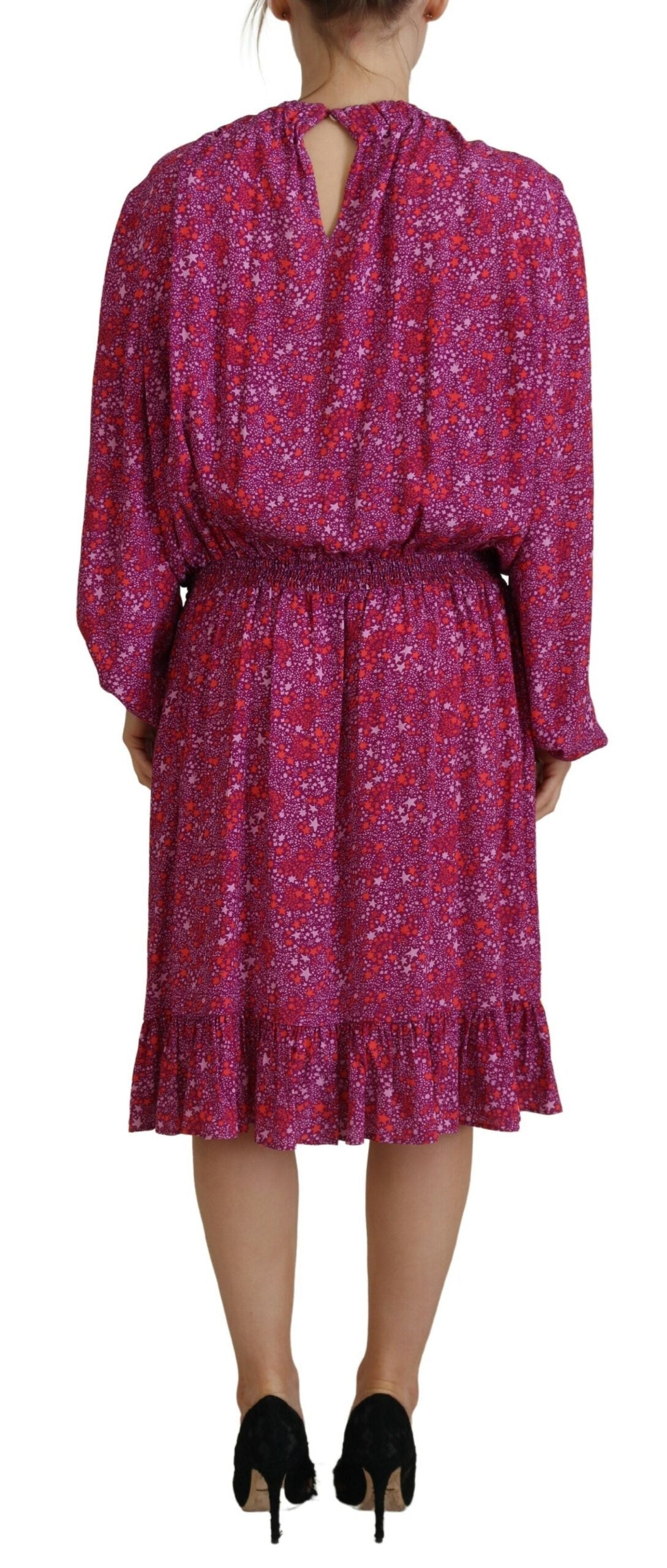 Dsquared�� Fuchsia Stars Embellished Long Sleeves Women's Dress (Pre-Owned)