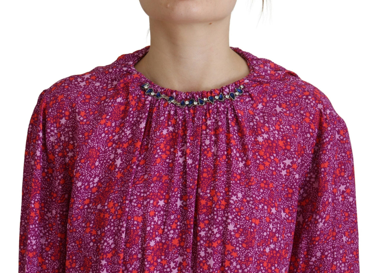 Dsquared�� Fuchsia Stars Embellished Long Sleeves Women's Dress (Pre-Owned)