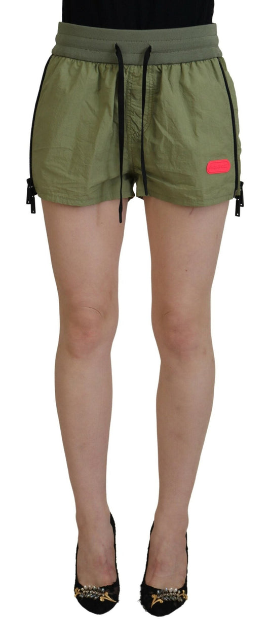Dsquared�� Green Cotton Mid Waist Drawstring Tapered Women's Shorts (Pre-Owned)