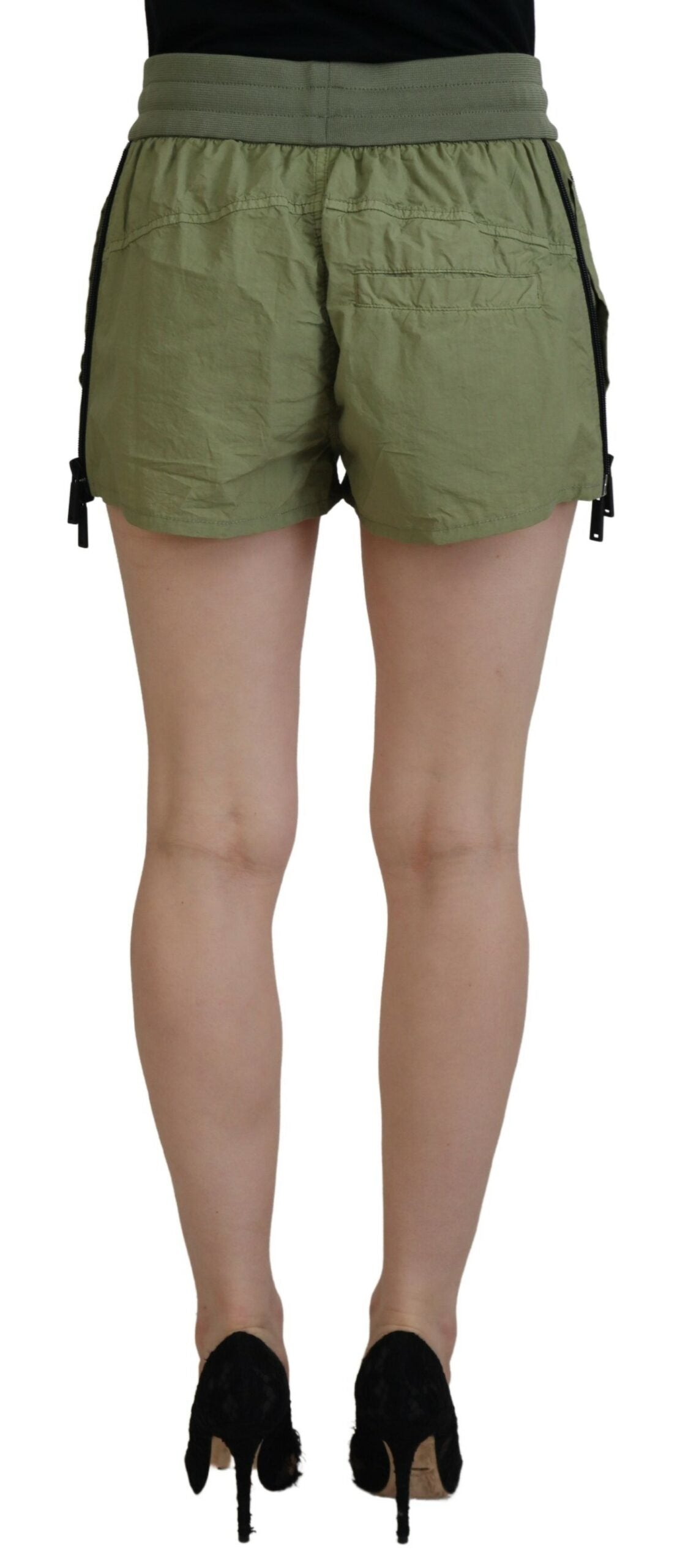 Dsquared�� Green Cotton Mid Waist Drawstring Tapered Women's Shorts (Pre-Owned)