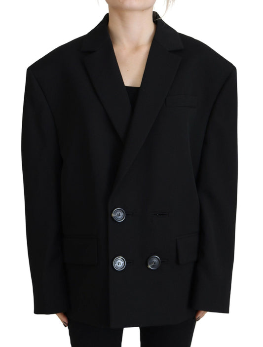 Dsquared�� Black Double Breasted Coat Blazer Women's Jacket (Pre-Owned)