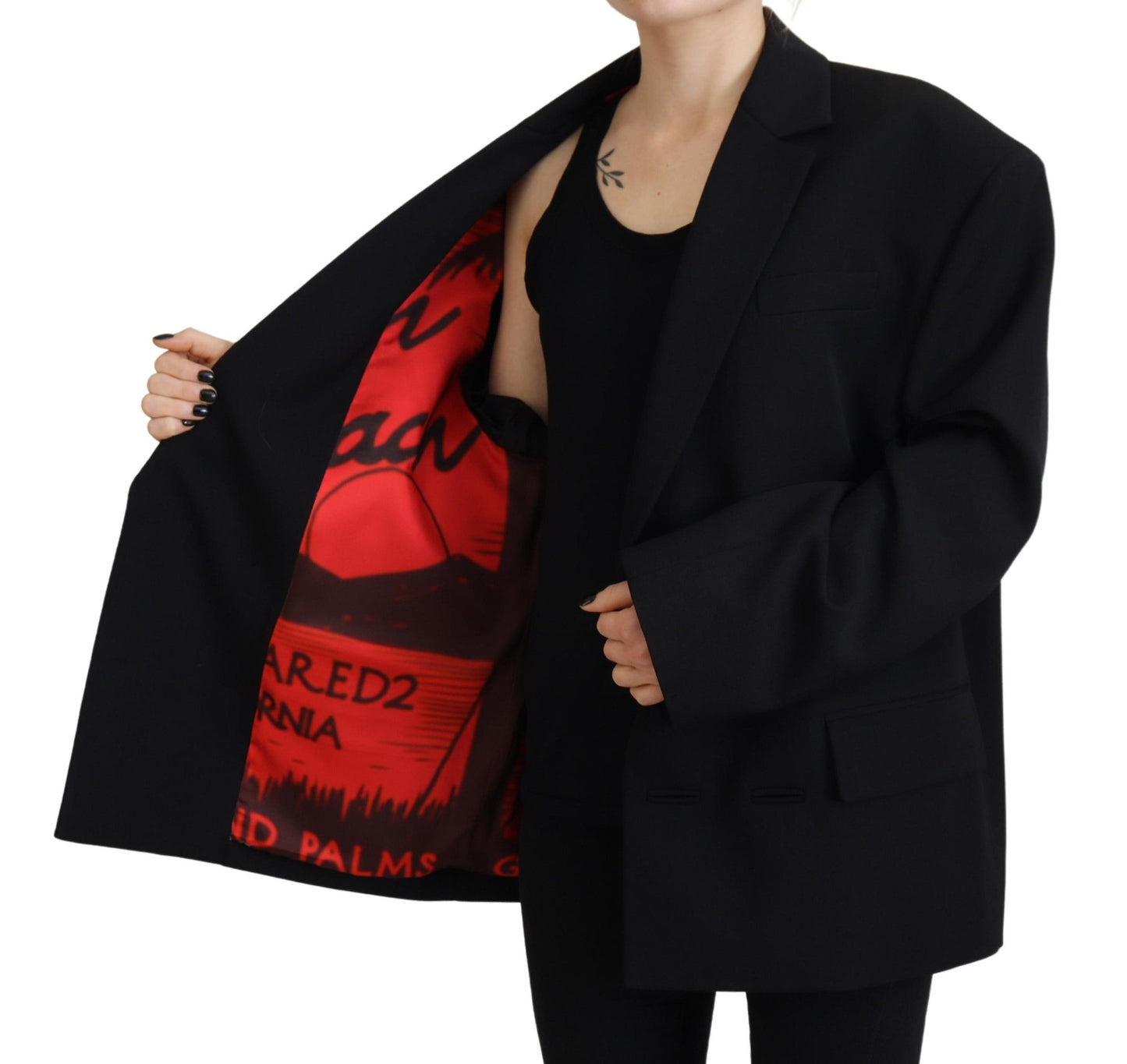 Dsquared�� Black Double Breasted Coat Blazer Women's Jacket (Pre-Owned)