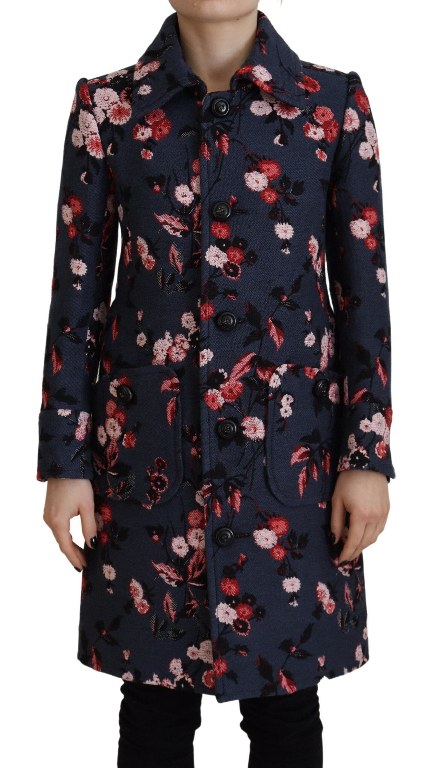 Dsquared�� Multicolor Printed Women Long Coat Blazer Women's Jacket (Pre-Owned)