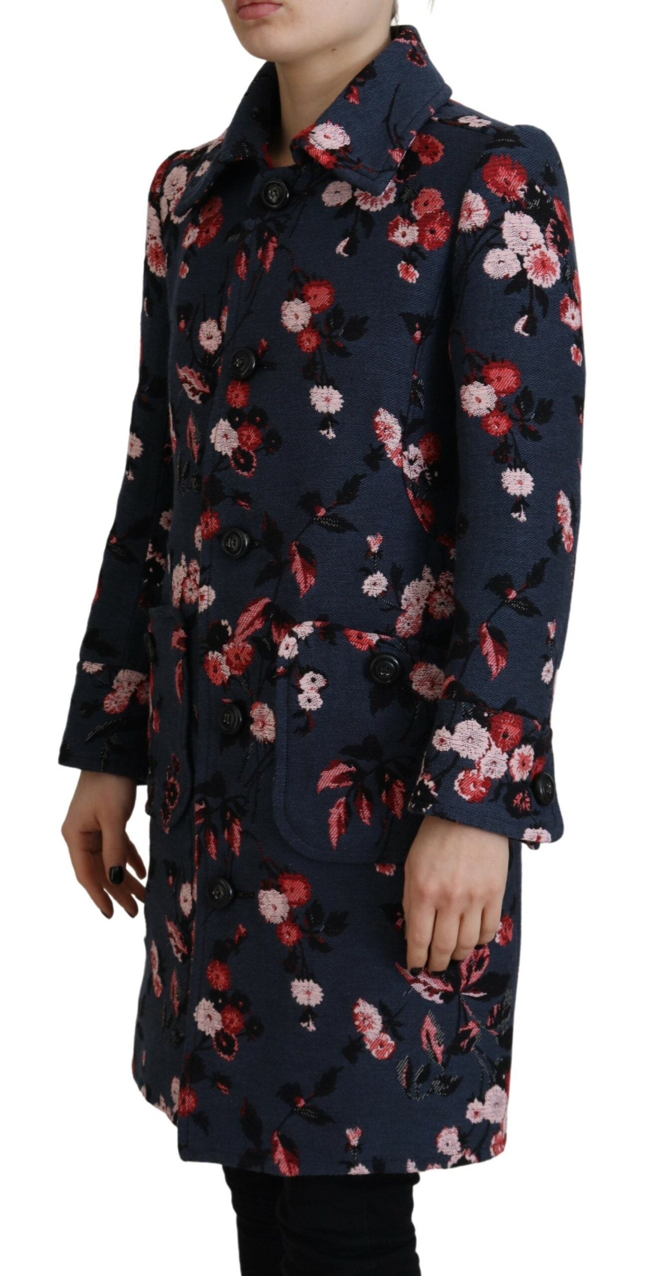 Dsquared�� Multicolor Printed Women Long Coat Blazer Women's Jacket (Pre-Owned)