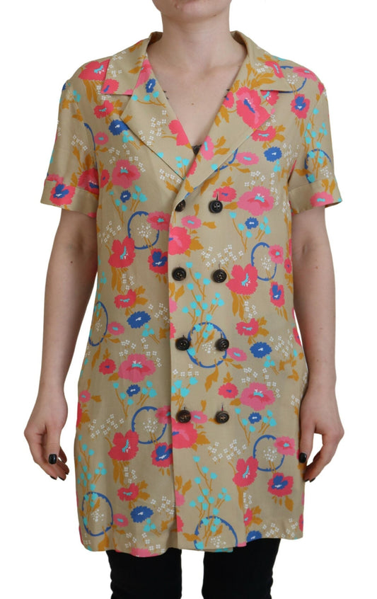 Dsquared�� Multicolor Printed Collared Button Front Long Blouse Women's Top (Pre-Owned)