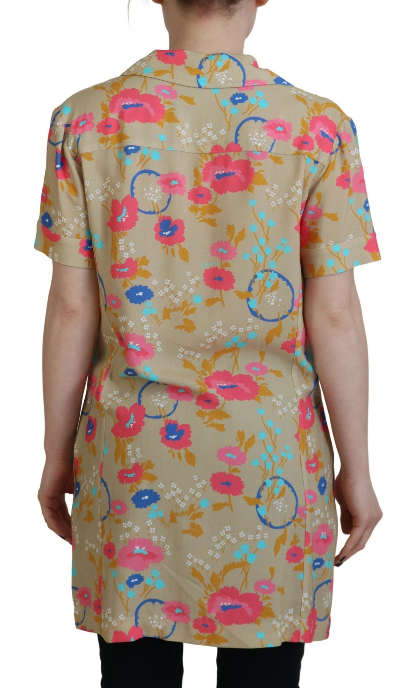 Dsquared�� Multicolor Printed Collared Button Front Long Blouse Women's Top (Pre-Owned)