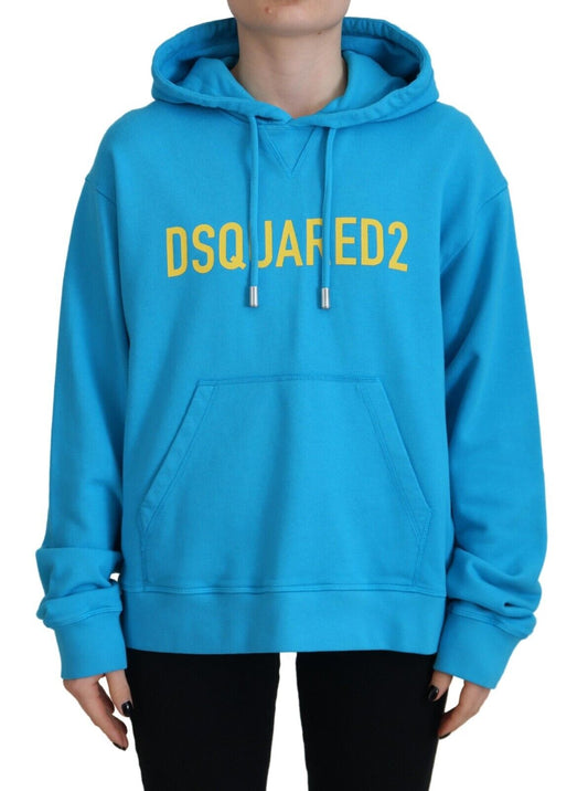 Dsquared�� Blue Logo Print Cotton Hoodie Sweatshirt Women's Sweater (Pre-Owned)
