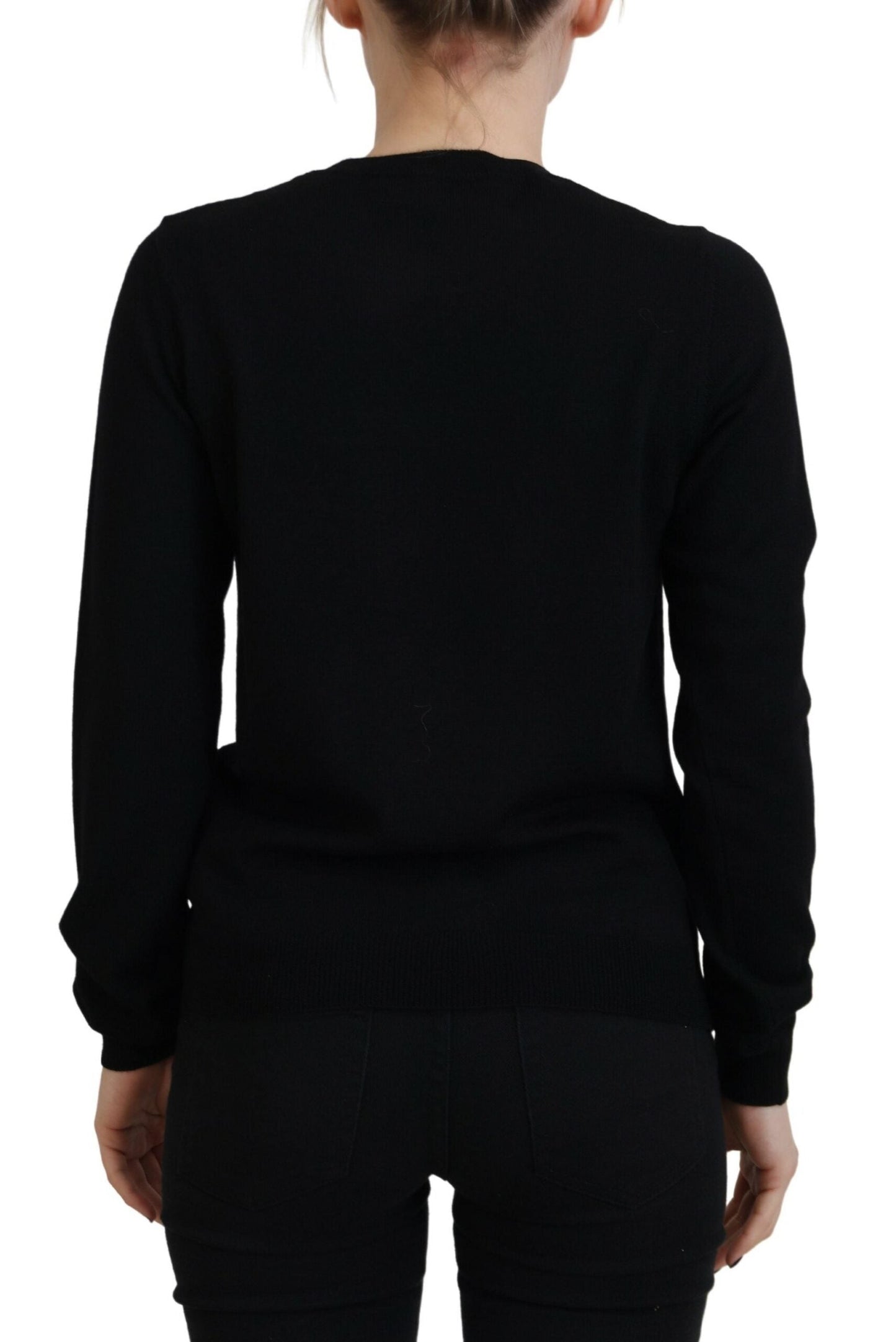 Dsquared�� Black Virgin Wool Logo Print Long Sleeves Women's Sweater (Pre-Owned)