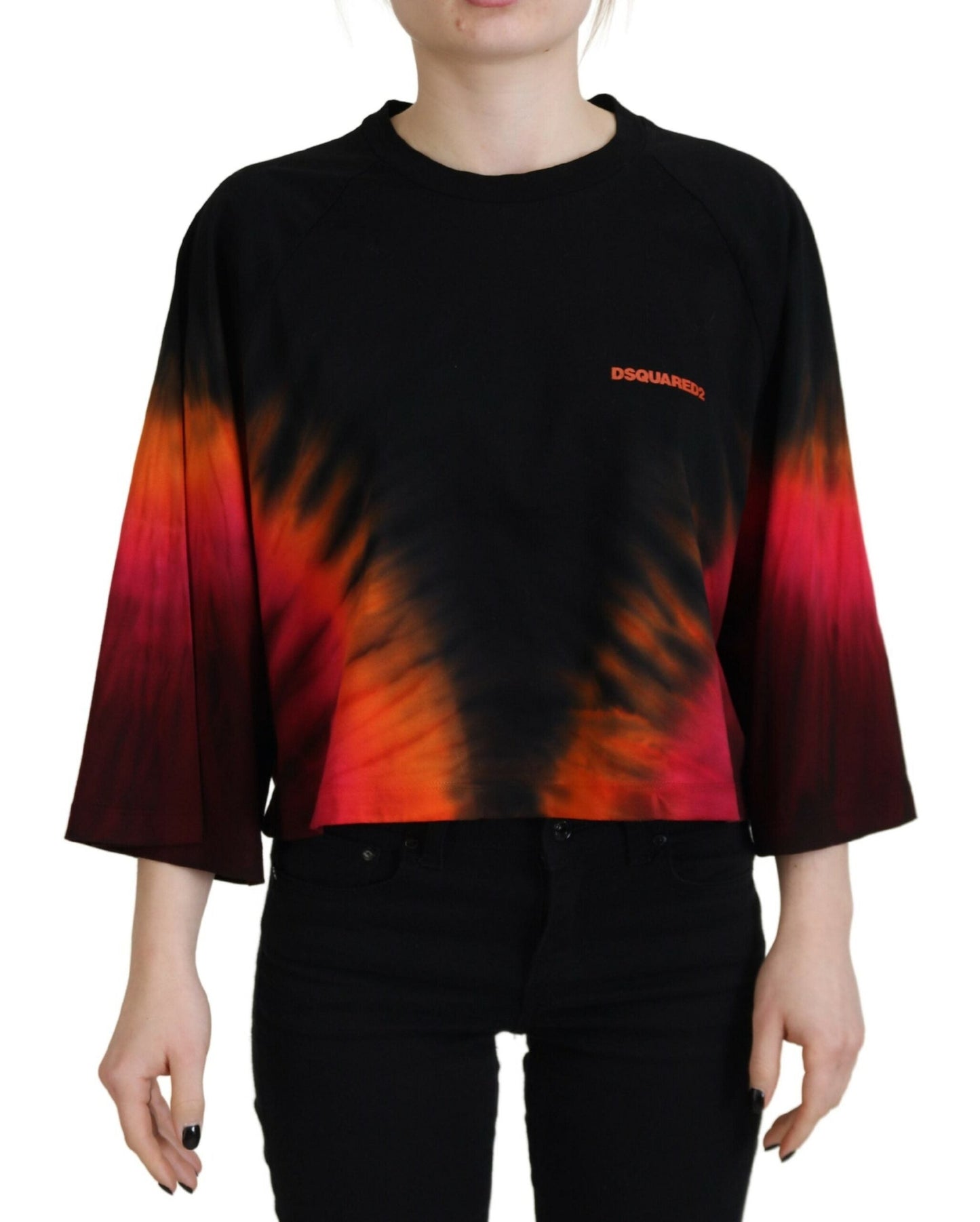 Dsquared�� Black Cotton Tie Dye Crew Neck Casual Women's Top (Pre-Owned)