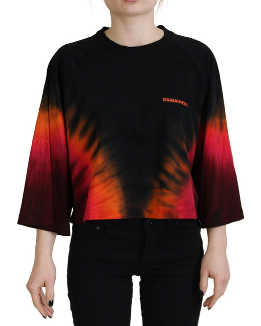 Dsquared�� Black Cotton Tie Dye Crew Neck Casual Women's Top (Pre-Owned)