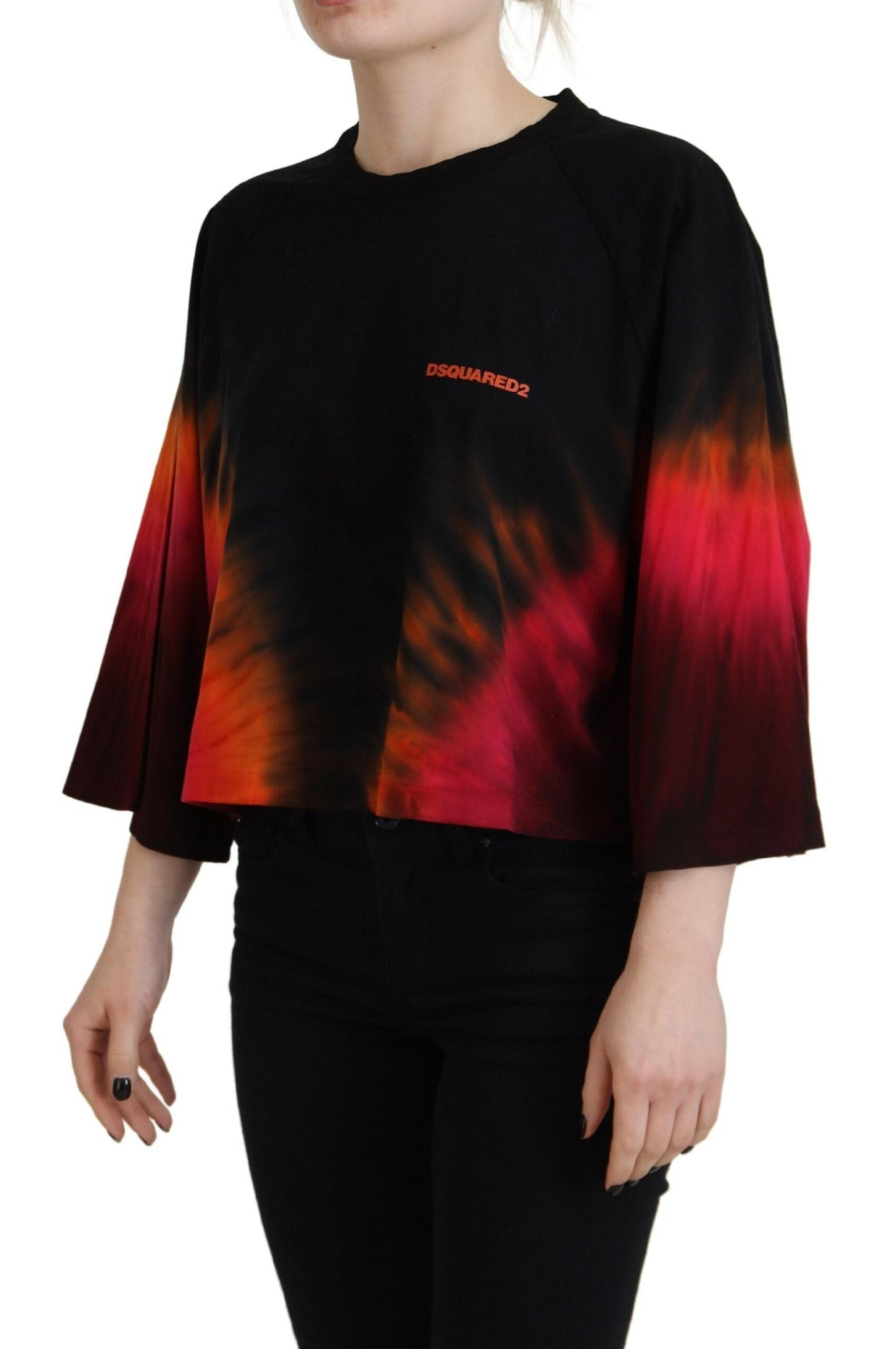 Dsquared�� Black Cotton Tie Dye Crew Neck Casual Women's Top (Pre-Owned)