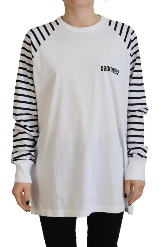 Dsquared�� White Cotton Striped Crew Neck Short Sleeve Women's Sweater (Pre-Owned)