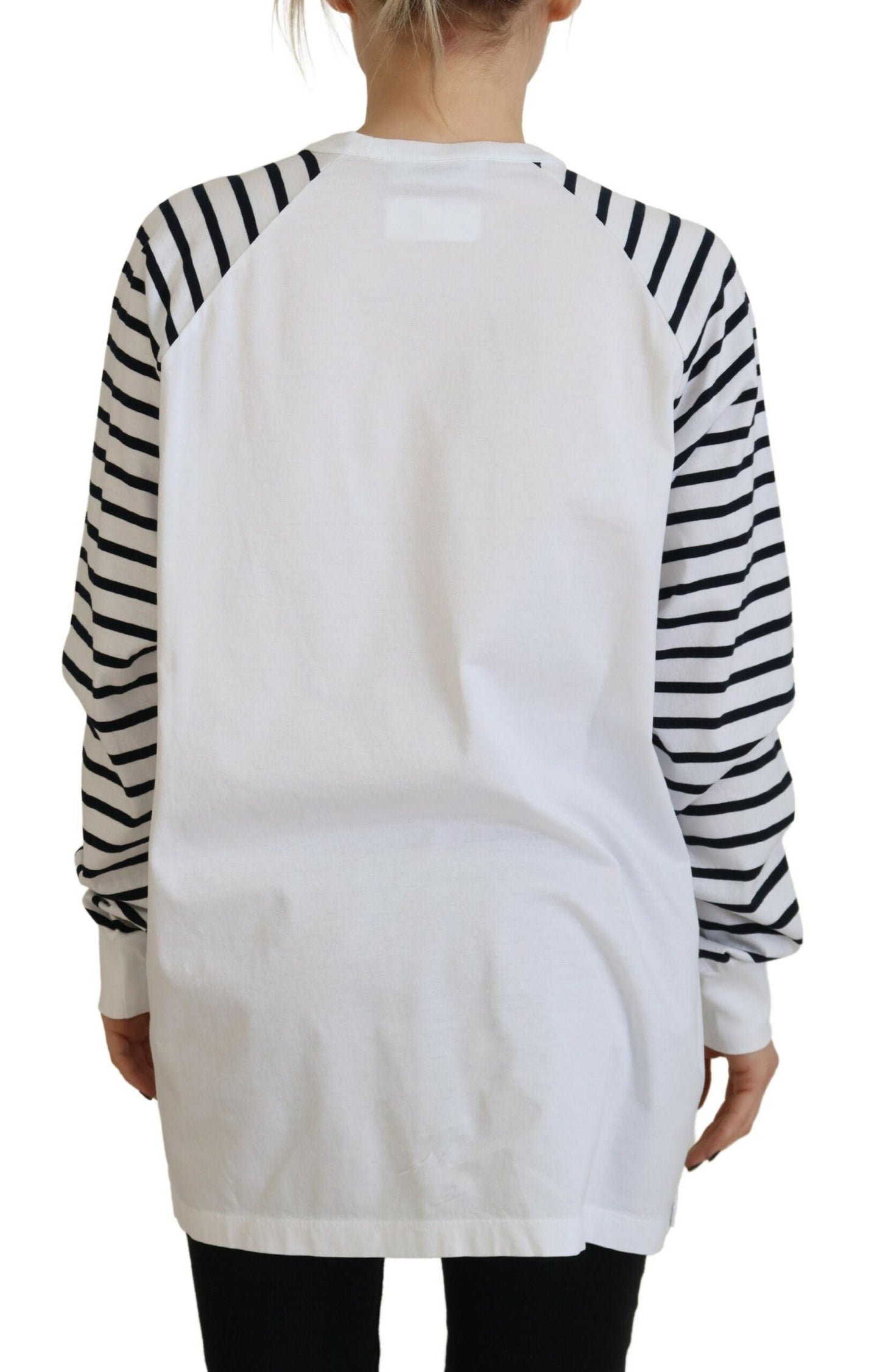 Dsquared�� White Cotton Striped Crew Neck Short Sleeve Women's Sweater (Pre-Owned)