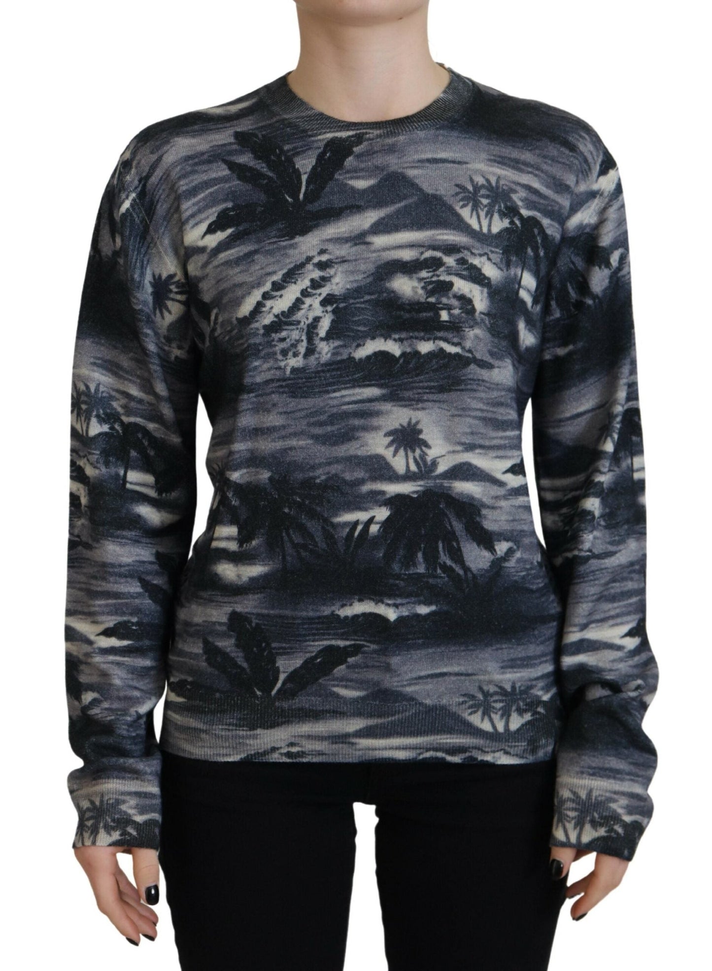 Dsquared�� Black Long Sleeve Thunder Sky Print Casual Women's Sweater (Pre-Owned)