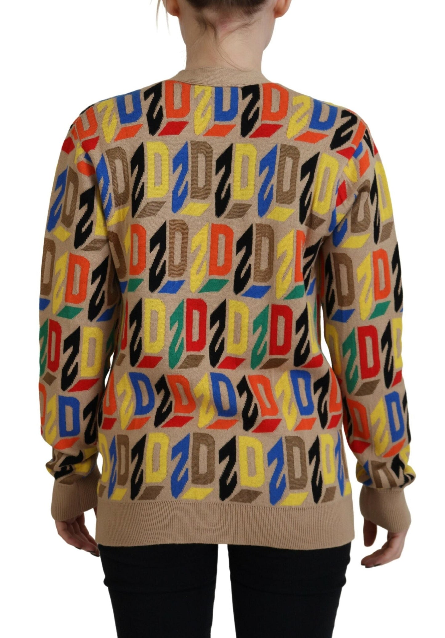Dsquared�� Brown Logo Long Sleeve Women Cardigan Women's Sweater (Pre-Owned)