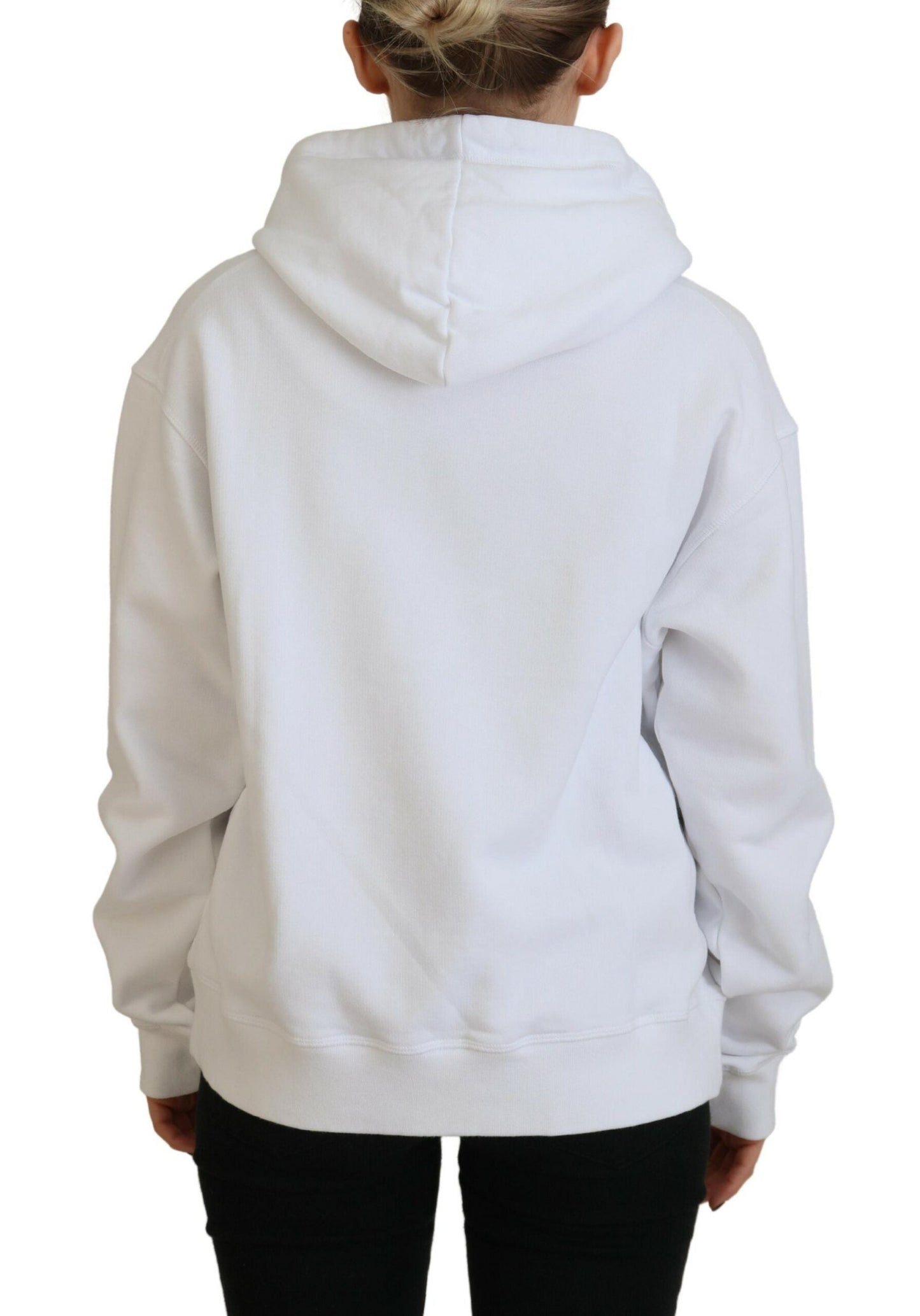 Dsquared�� White Logo Patch Cotton Hoodie Sweatshirt Women's Sweater (Pre-Owned)