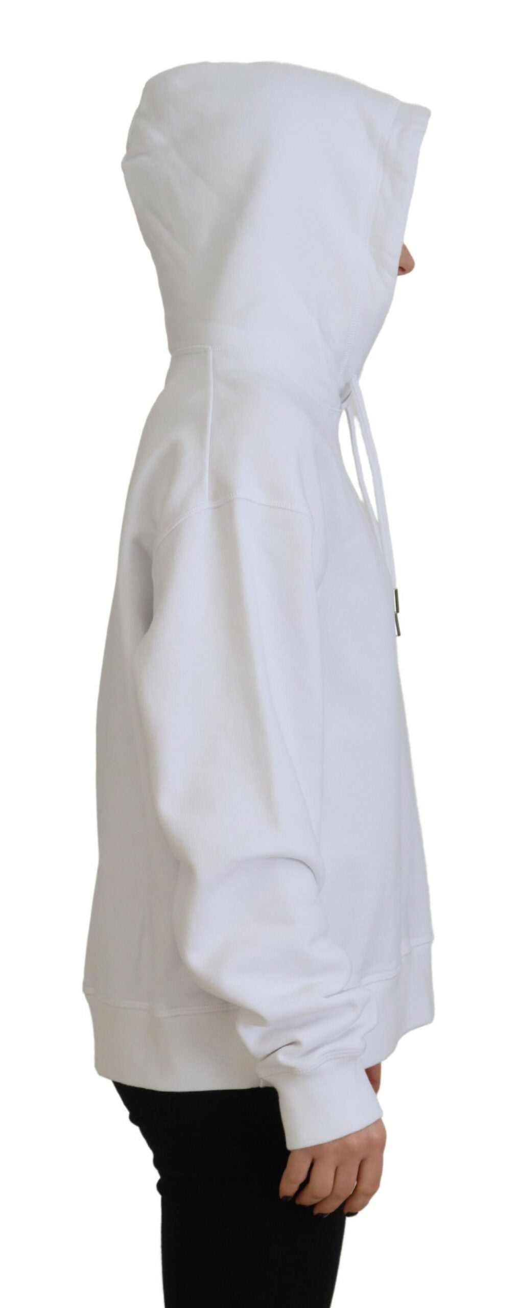 Dsquared�� White Logo Patch Cotton Hoodie Sweatshirt Women's Sweater (Pre-Owned)