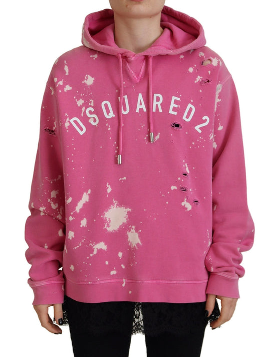 Dsquared�� Pink Logo Print Cotton Hoodie Sweatshirt Women's Sweater (Pre-Owned)
