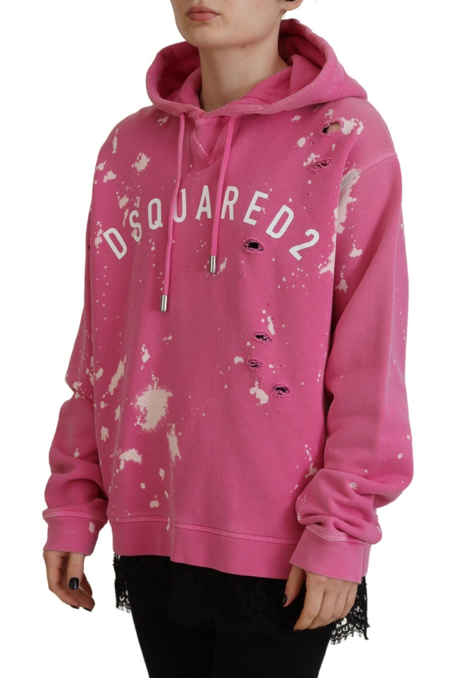 Dsquared�� Pink Logo Print Cotton Hoodie Sweatshirt Women's Sweater (Pre-Owned)