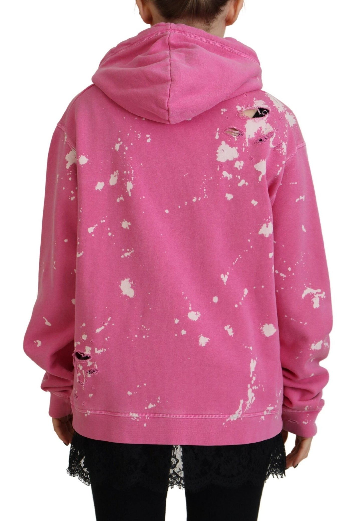 Dsquared�� Pink Logo Print Cotton Hoodie Sweatshirt Women's Sweater (Pre-Owned)