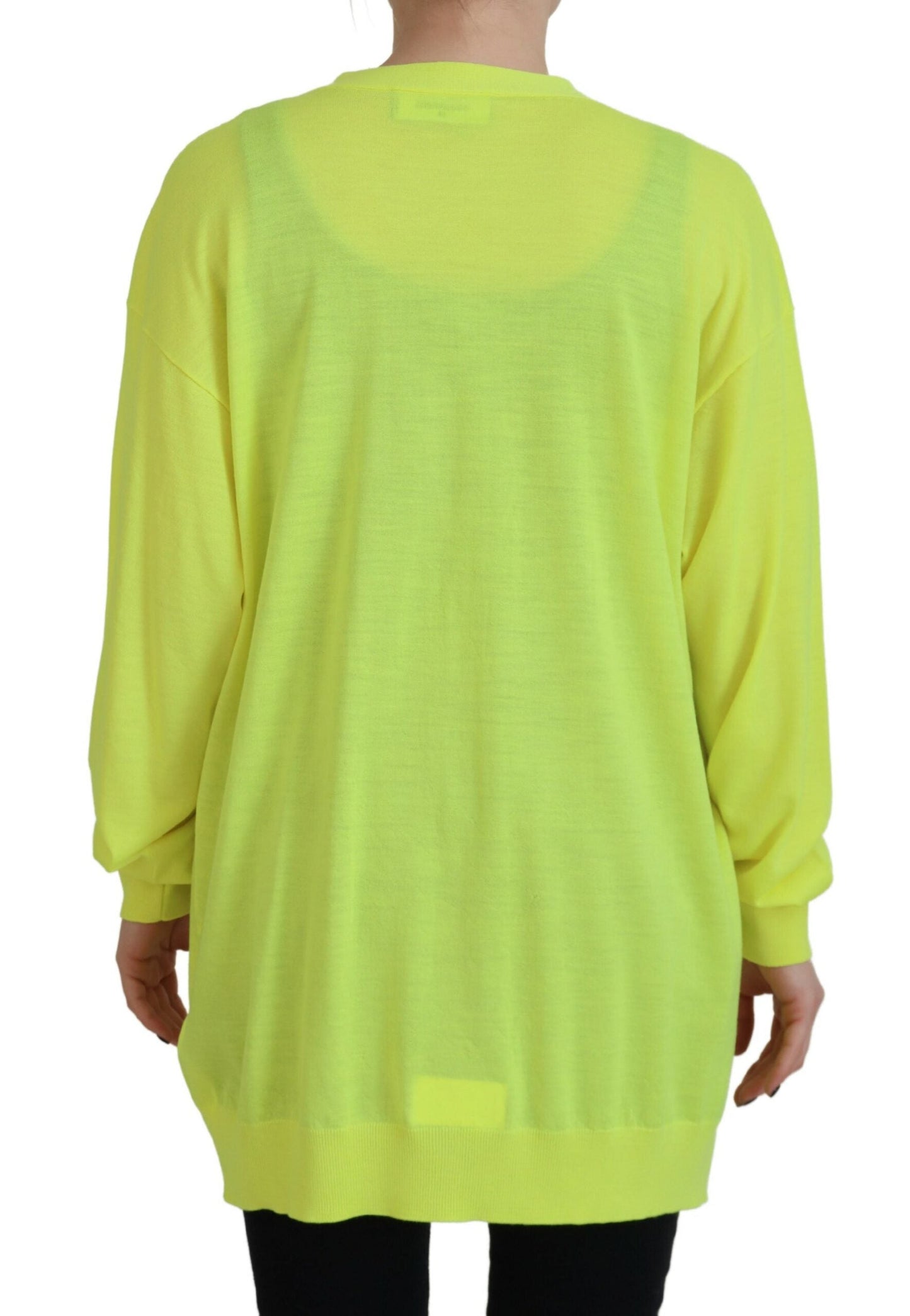 Dsquared�� Yellow Wool Knitted Buttoned Cardigan Women's Sweater (Pre-Owned)