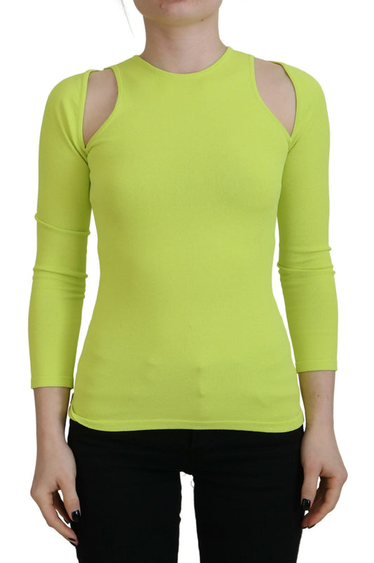 Dsquared�� Yellow Green Viscose Open Shoulder Long Sleeves Women's Top (Pre-Owned)