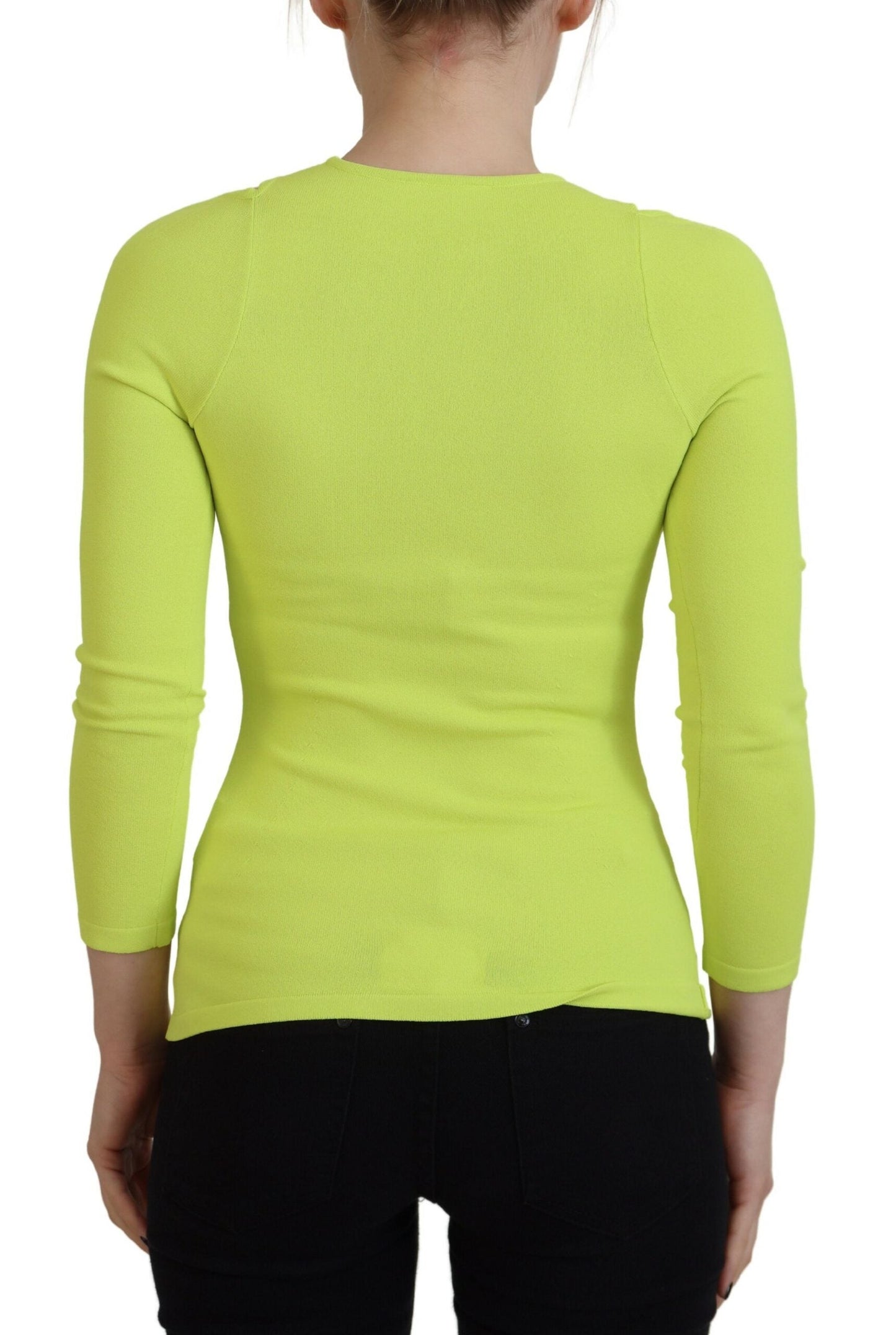 Dsquared�� Yellow Green Viscose Open Shoulder Long Sleeves Women's Top (Pre-Owned)