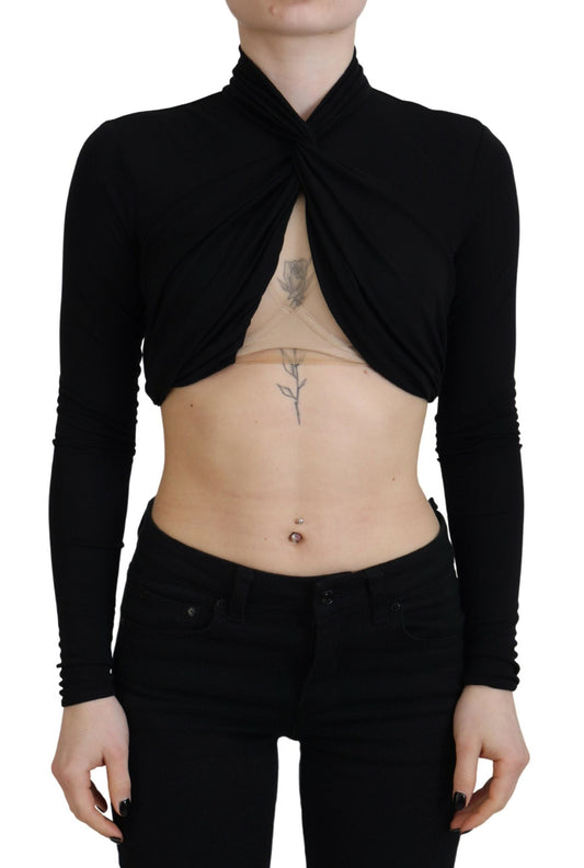 Dsquared�� Black Cut Out Viscose Cropped Long Sleeves Women's Top (Pre-Owned)