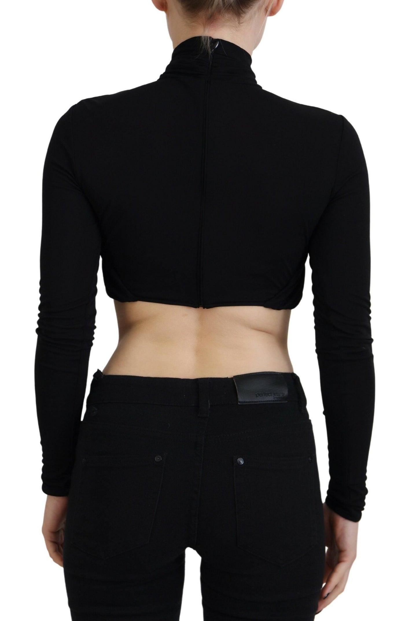 Dsquared�� Black Cut Out Viscose Cropped Long Sleeves Women's Top (Pre-Owned)