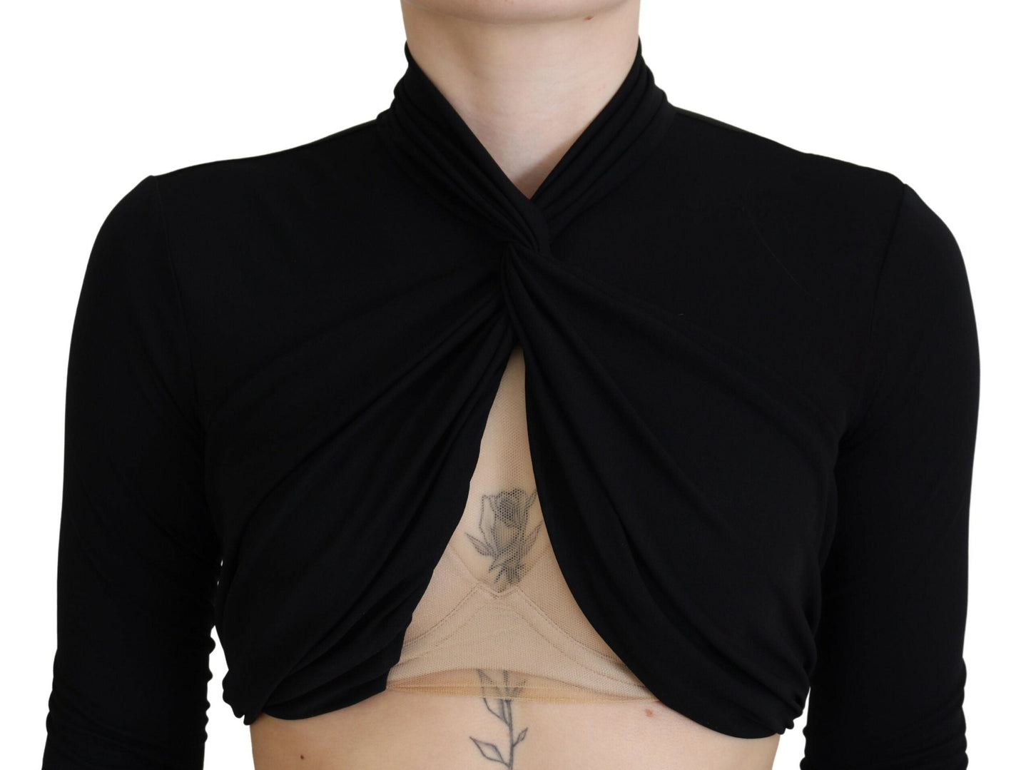 Dsquared�� Black Cut Out Viscose Cropped Long Sleeves Women's Top (Pre-Owned)