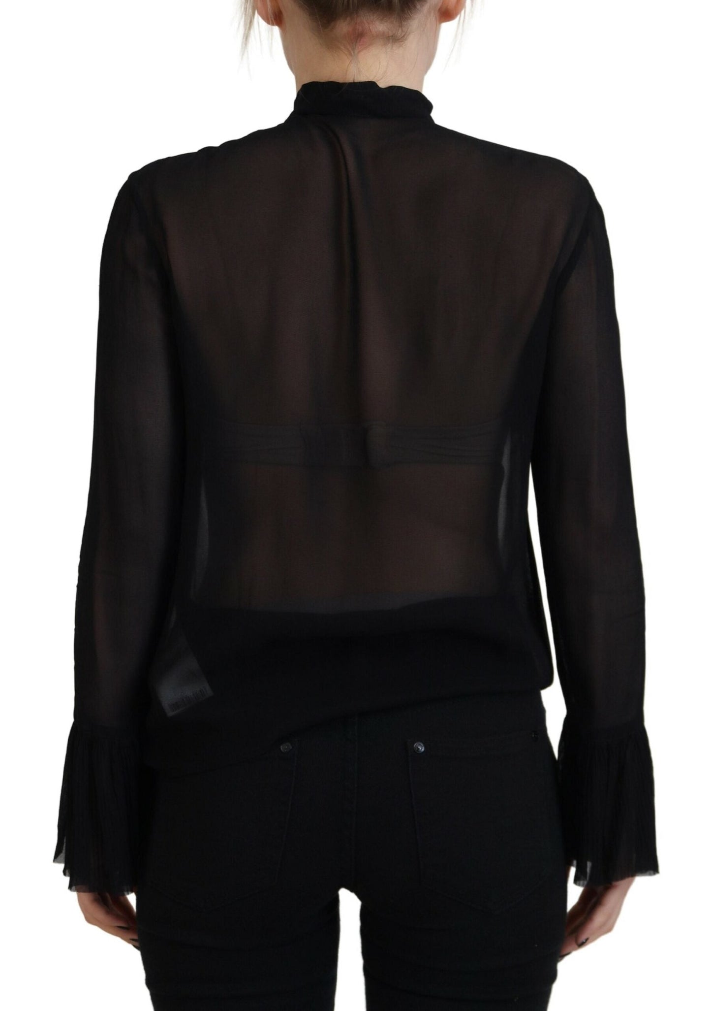 Dsquared�� Black Viscose Long Sleeves See Through Blouse Women's Top (Pre-Owned)