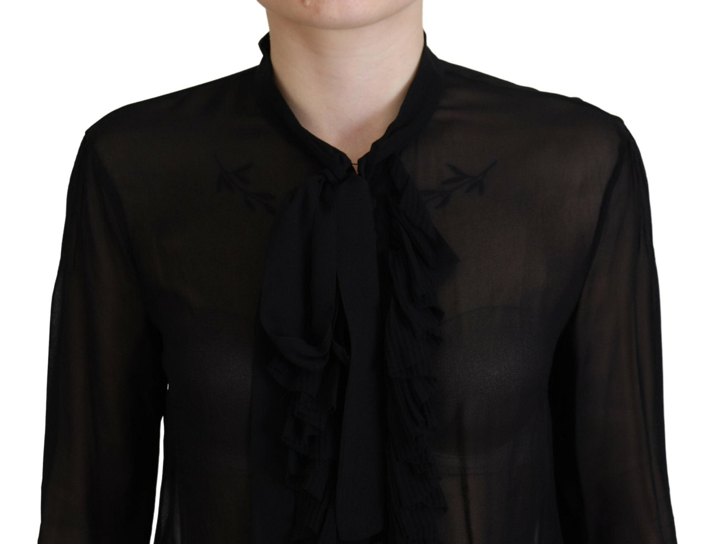 Dsquared�� Black Viscose Long Sleeves See Through Blouse Women's Top (Pre-Owned)